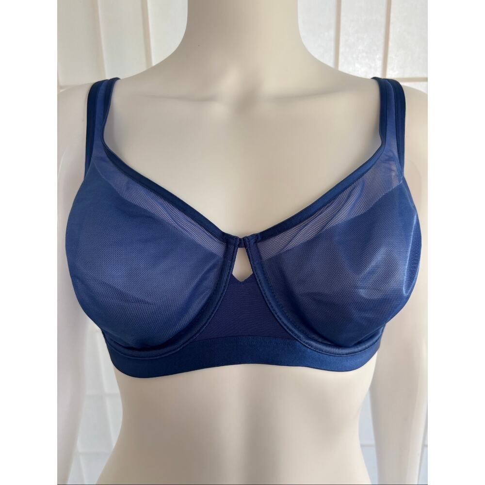 Soma Unbelievable Lift Balconette Bra 36D Blue Sheer Mesh Underwire NWT